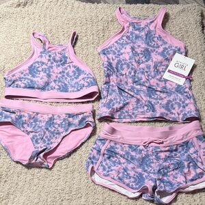 Athleta Kids Swim Set in Pink and Blue Tie-Dye